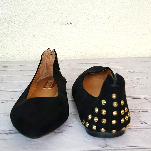 Halogen suede flats with heel studs, 8